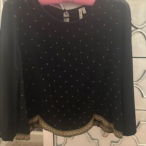 Miami Black Blouse with Gold Details